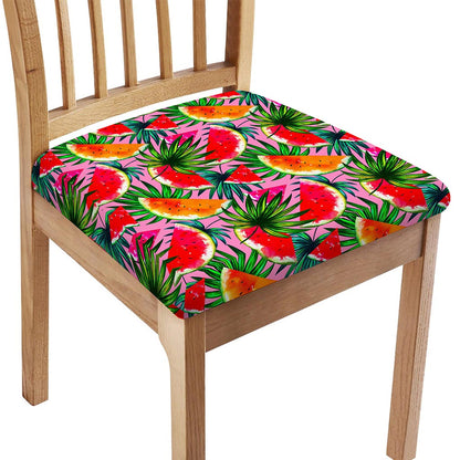Colorful Leaf Watermelon Pattern Print Chair Cushion Cover