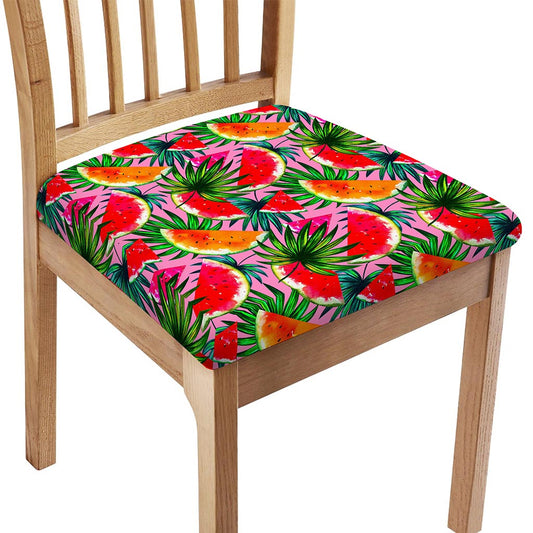 Colorful Leaf Watermelon Pattern Print Chair Cushion Cover