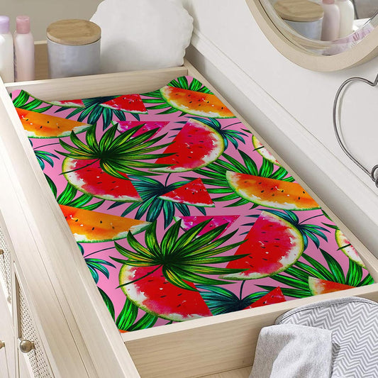Colorful Leaf Watermelon Pattern Print Changing Pad Cover