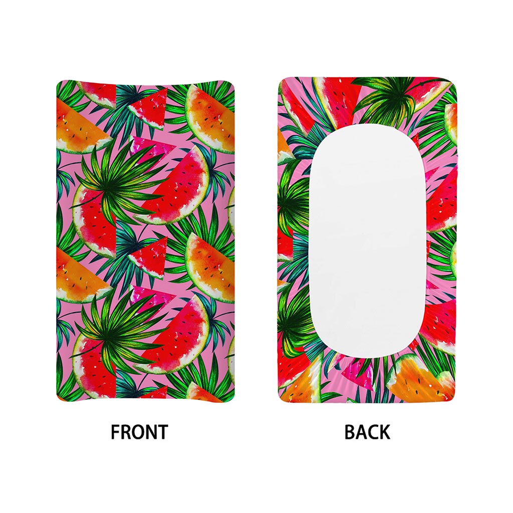 Colorful Leaf Watermelon Pattern Print Changing Pad Cover
