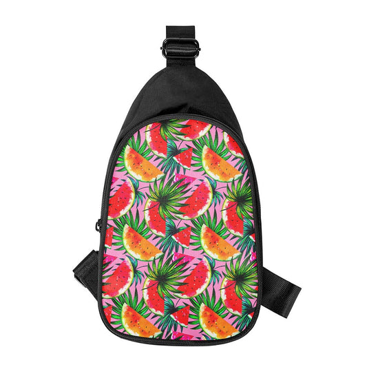 Colorful Leaf Watermelon Pattern Print Chest Bag