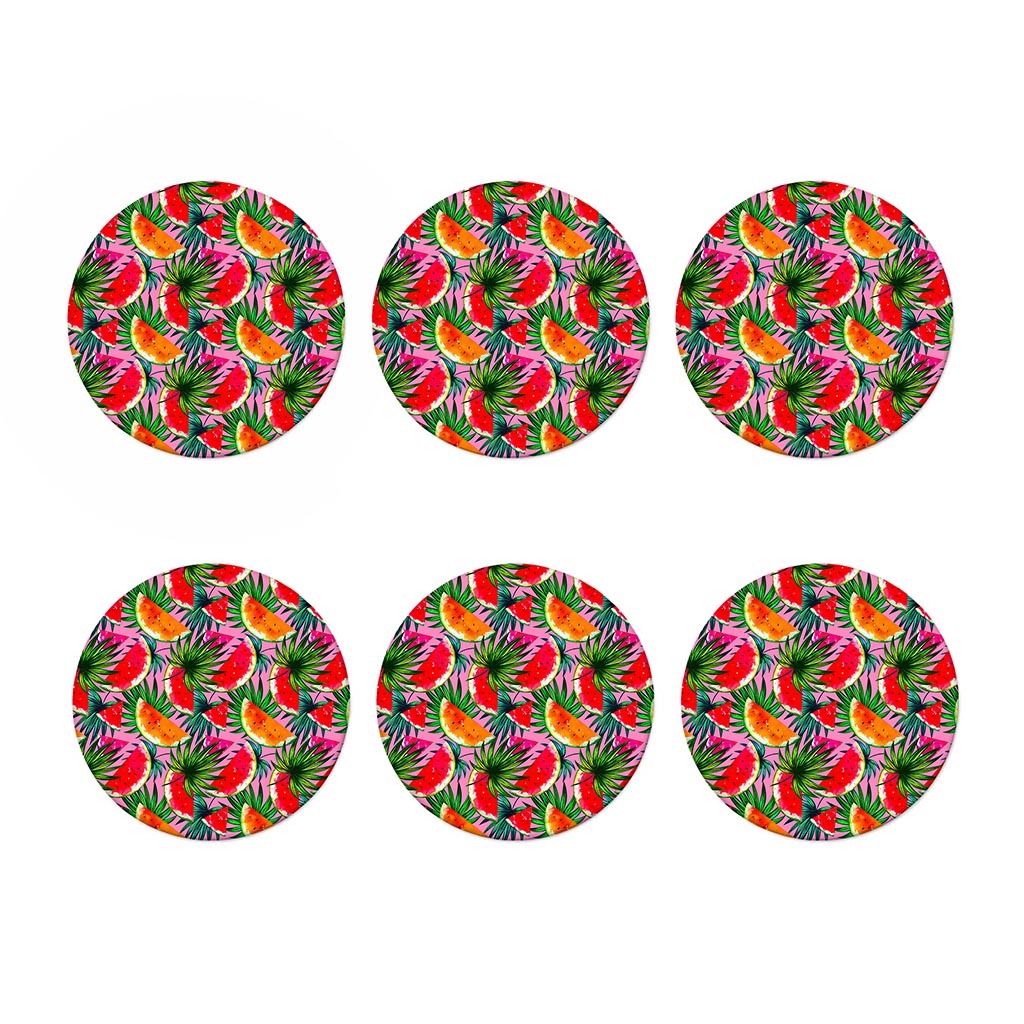 Colorful Leaf Watermelon Pattern Print Coaster Set