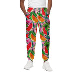 Colorful Leaf Watermelon Pattern Print Cotton Pants
