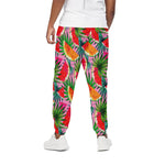 Colorful Leaf Watermelon Pattern Print Cotton Pants