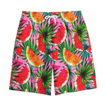 Colorful Leaf Watermelon Pattern Print Cotton Shorts
