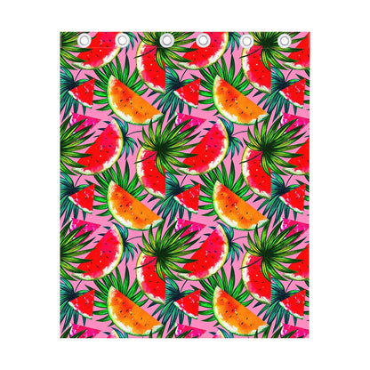 Colorful Leaf Watermelon Pattern Print Curtain