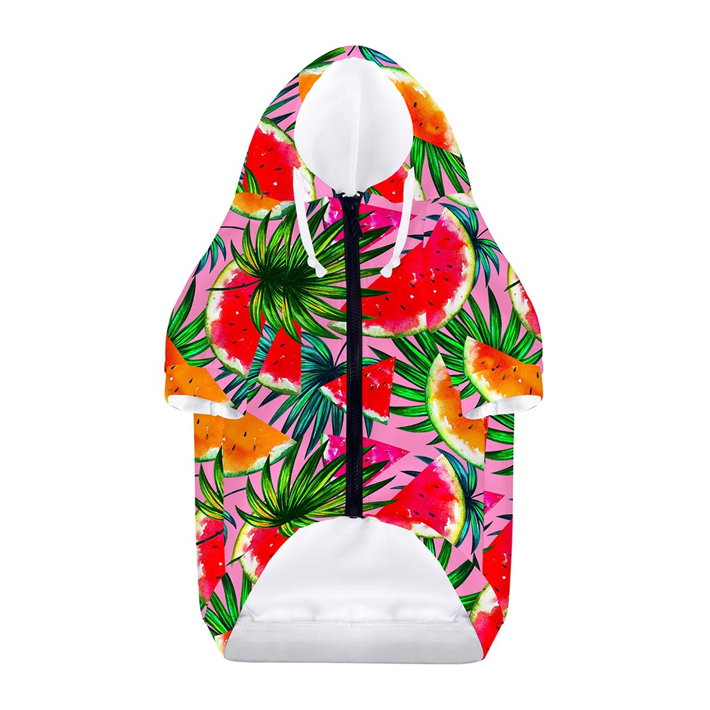 Colorful Leaf Watermelon Pattern Print Dog Zip Up Hoodie