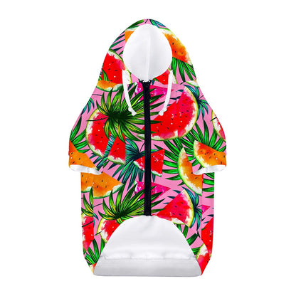 Colorful Leaf Watermelon Pattern Print Dog Zip Up Hoodie
