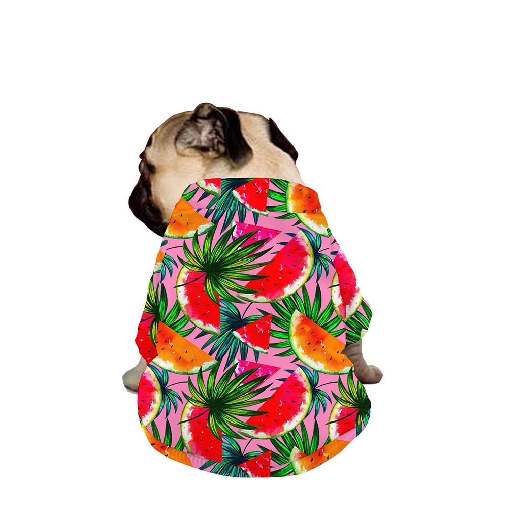Colorful Leaf Watermelon Pattern Print Dog Zip Up Jacket