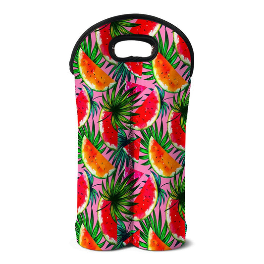 Colorful Leaf Watermelon Pattern Print Double Neoprene Wine Tote