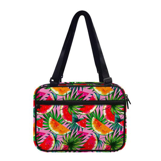 Colorful Leaf Watermelon Pattern Print Double Strap Bible Bag