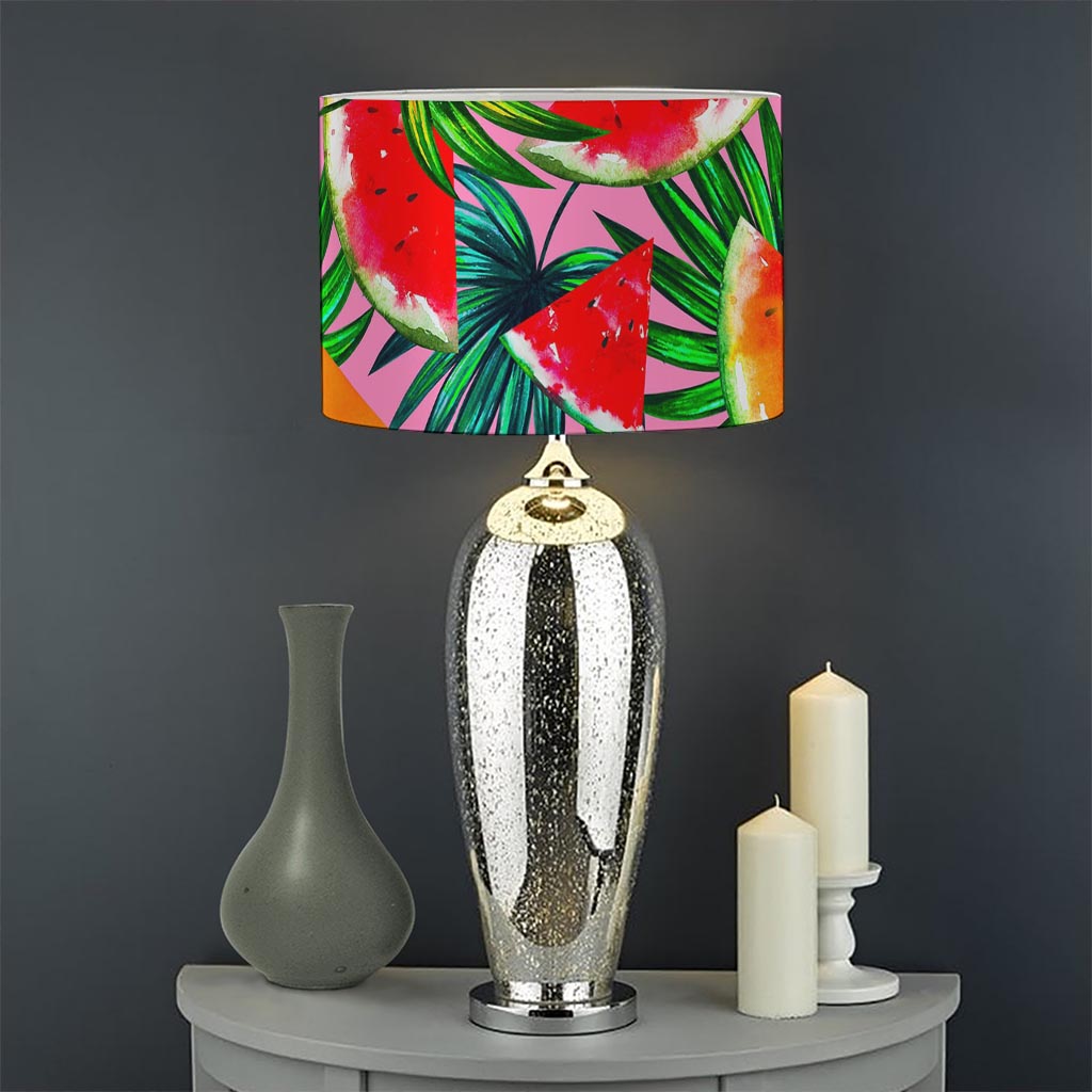 Colorful Leaf Watermelon Pattern Print Drum Lamp Shade