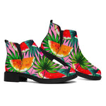 Colorful Leaf Watermelon Pattern Print Flat Ankle Boots