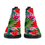 Colorful Leaf Watermelon Pattern Print Flat Ankle Boots