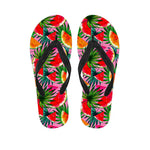 Colorful Leaf Watermelon Pattern Print Flip Flops