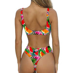 Colorful Leaf Watermelon Pattern Print Front Bow Tie Bikini