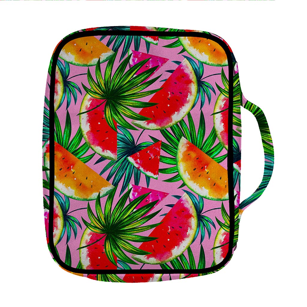 Colorful Leaf Watermelon Pattern Print Front Pocket Bible Bag