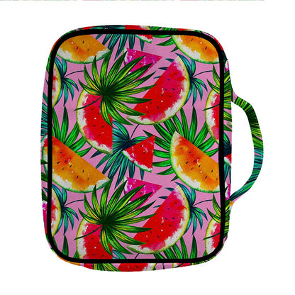 Colorful Leaf Watermelon Pattern Print Front Pocket Bible Bag