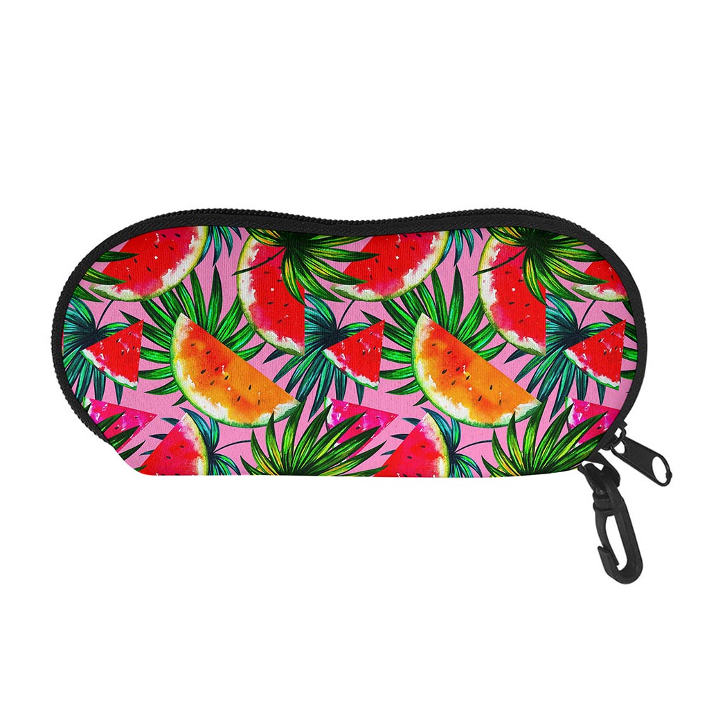 Colorful Leaf Watermelon Pattern Print Glasses Case