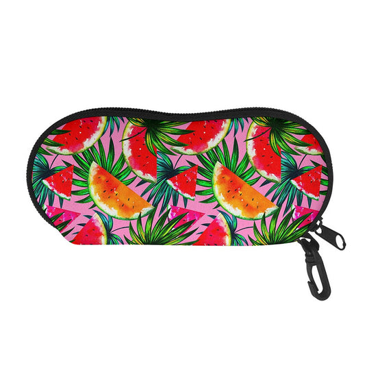 Colorful Leaf Watermelon Pattern Print Glasses Case