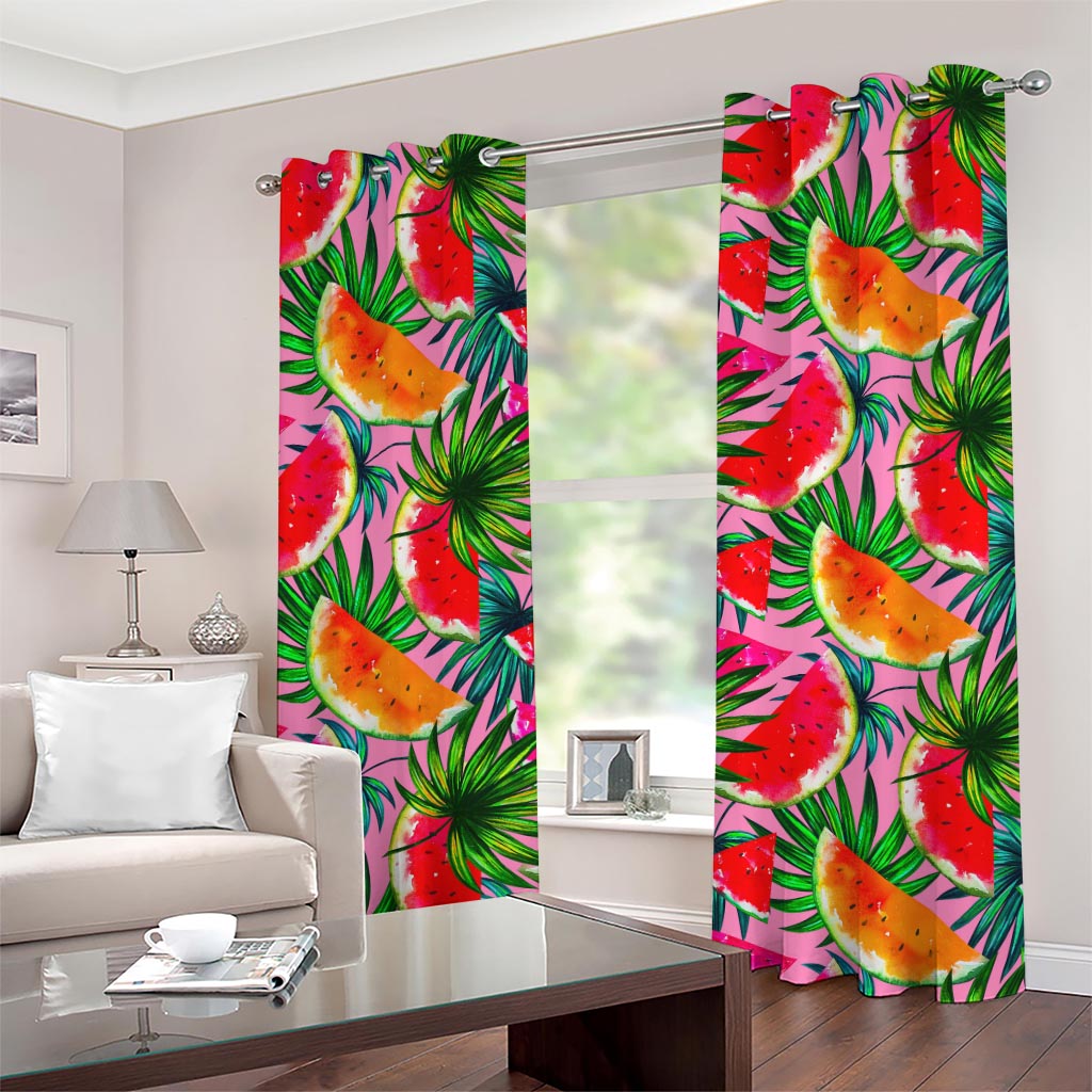 Colorful Leaf Watermelon Pattern Print Grommet Curtains