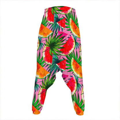 Colorful Leaf Watermelon Pattern Print Hammer Pants