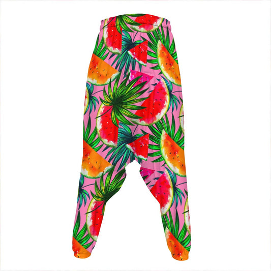Colorful Leaf Watermelon Pattern Print Hammer Pants