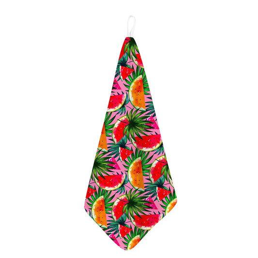 Colorful Leaf Watermelon Pattern Print Hand Towel