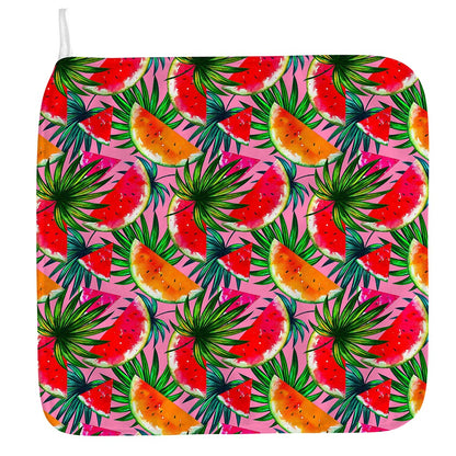 Colorful Leaf Watermelon Pattern Print Hand Towel