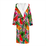 Colorful Leaf Watermelon Pattern Print Hooded Bathrobe