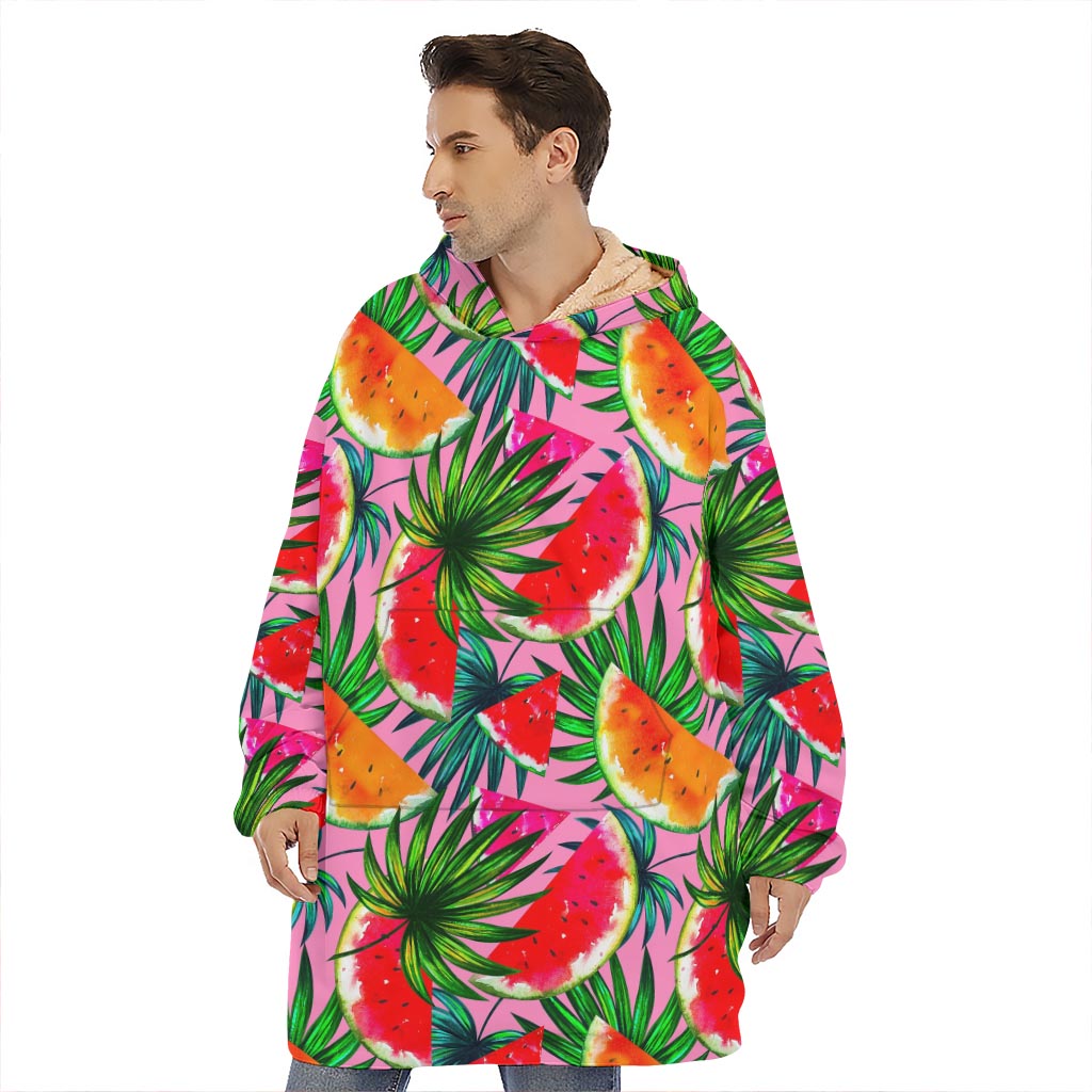 Colorful Leaf Watermelon Pattern Print Hoodie Blanket