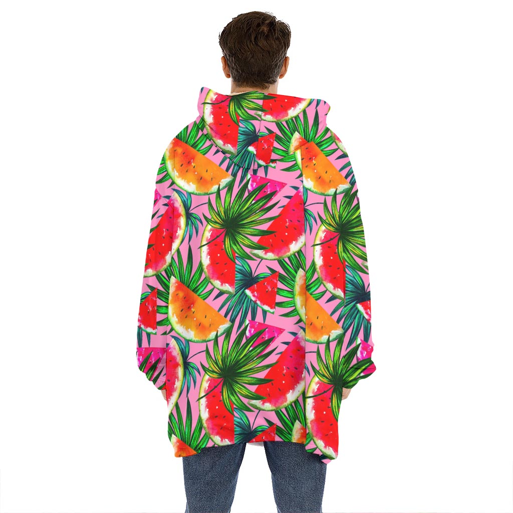 Colorful Leaf Watermelon Pattern Print Hoodie Blanket
