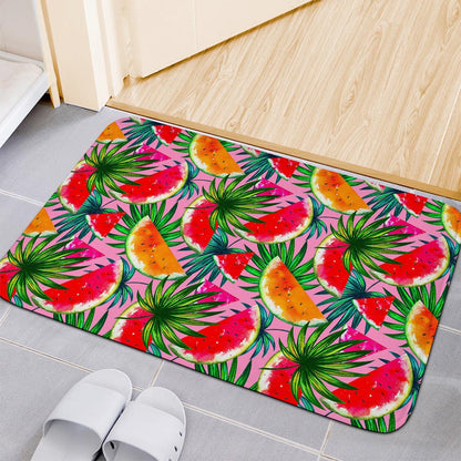 Colorful Leaf Watermelon Pattern Print Indoor Door Mat