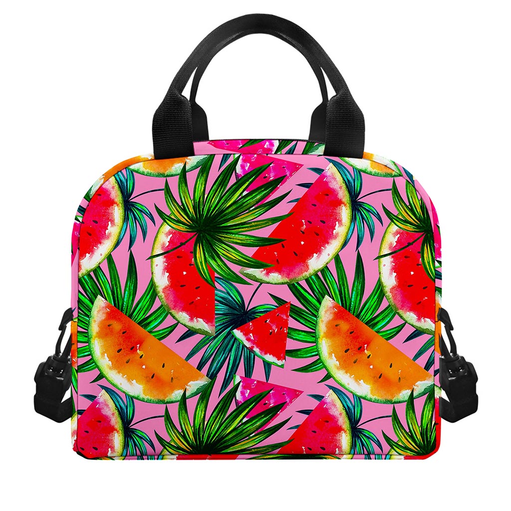Colorful Leaf Watermelon Pattern Print Insulated Lunch Bag