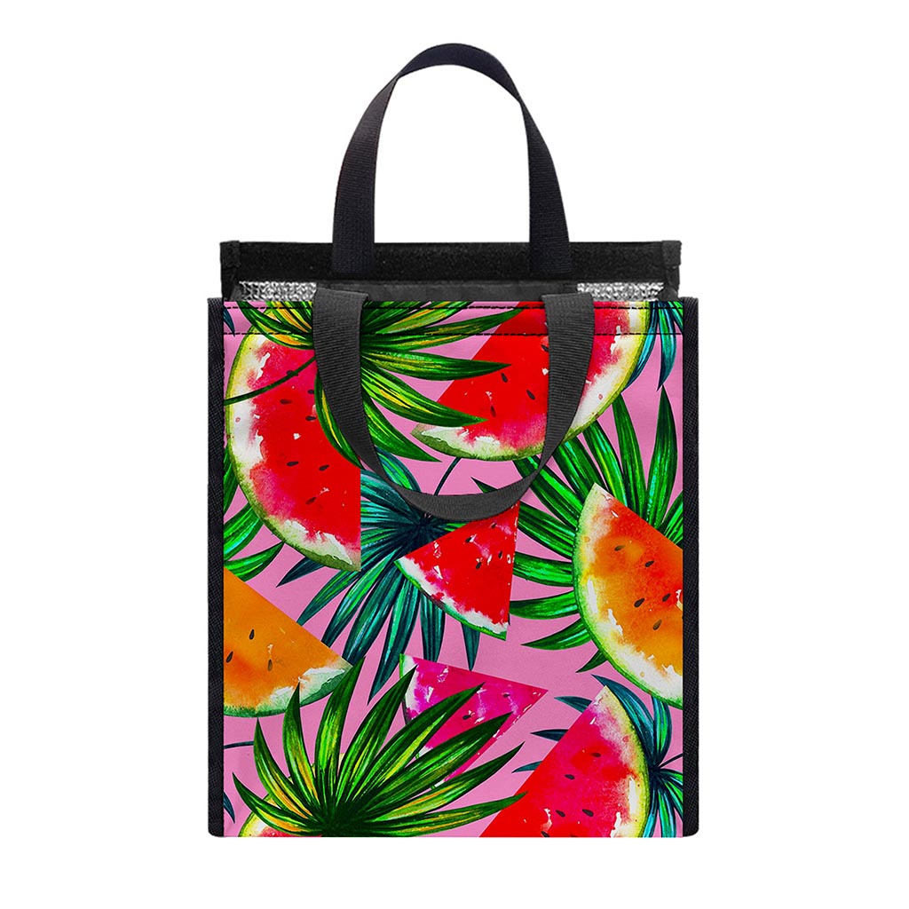 Colorful Leaf Watermelon Pattern Print Insulated Lunch Tote