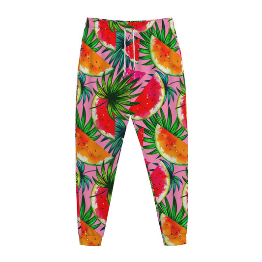 Colorful Leaf Watermelon Pattern Print Jogger Pants