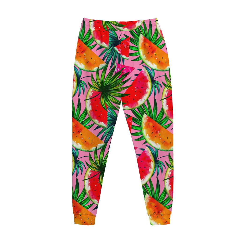 Colorful Leaf Watermelon Pattern Print Jogger Pants