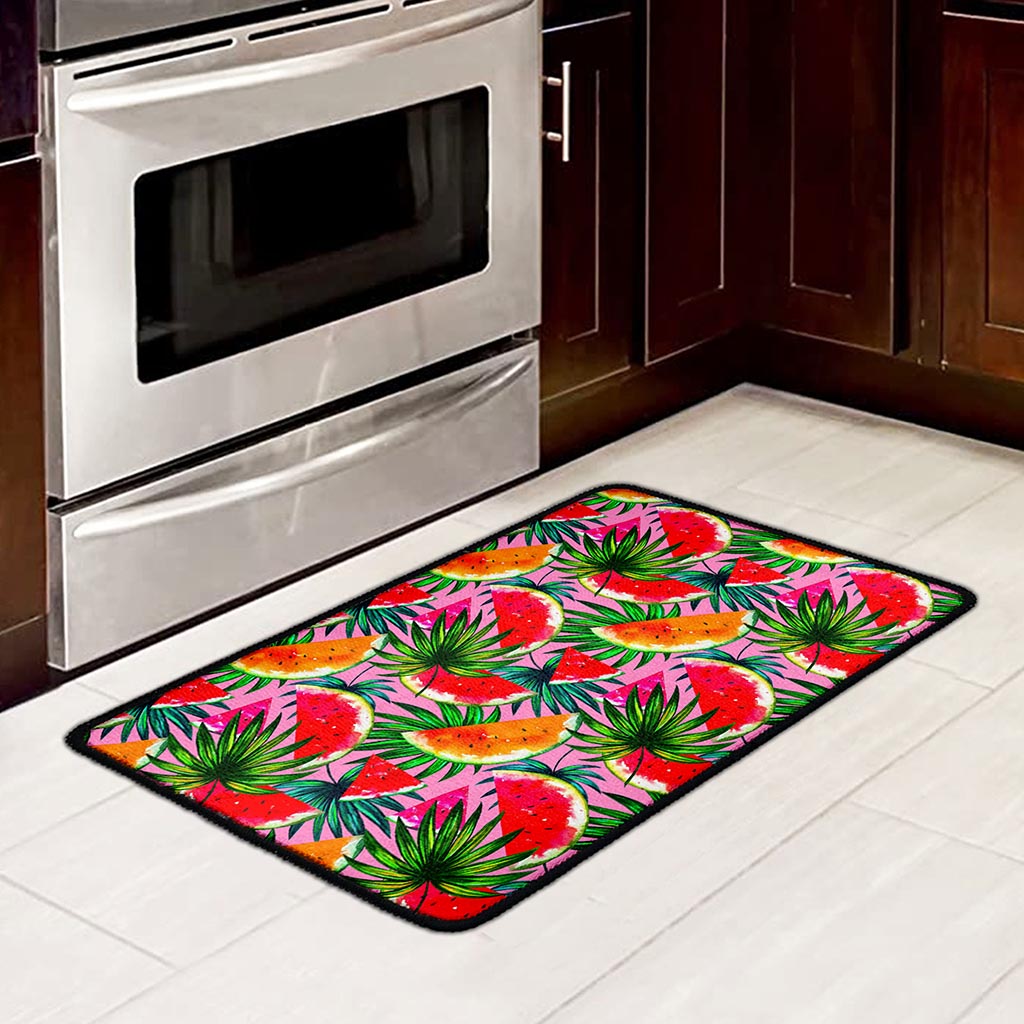 Colorful Leaf Watermelon Pattern Print Kitchen Mat
