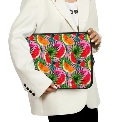 Colorful Leaf Watermelon Pattern Print Laptop Sleeve