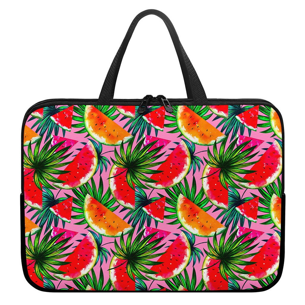 Colorful Leaf Watermelon Pattern Print Laptop Sleeve With Handle