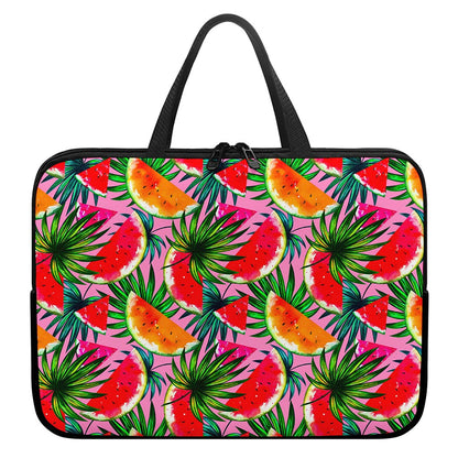 Colorful Leaf Watermelon Pattern Print Laptop Sleeve With Handle