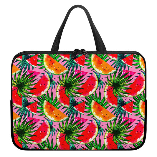 Colorful Leaf Watermelon Pattern Print Laptop Sleeve With Handle