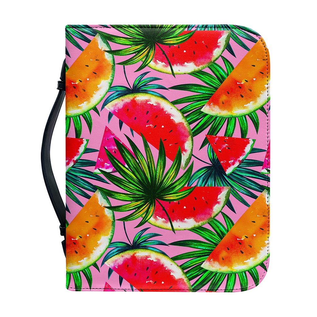 Colorful Leaf Watermelon Pattern Print Leather Bible Cover