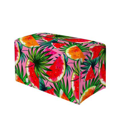 Colorful Leaf Watermelon Pattern Print Leather Tissue Box Cover