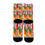 Colorful Leaf Watermelon Pattern Print Long Socks