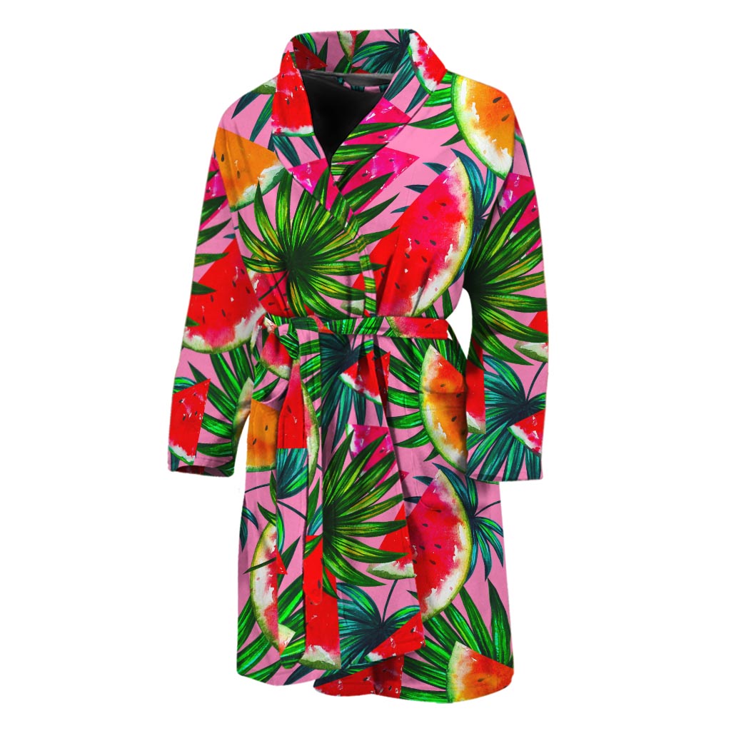 Colorful Leaf Watermelon Pattern Print Men's Bathrobe