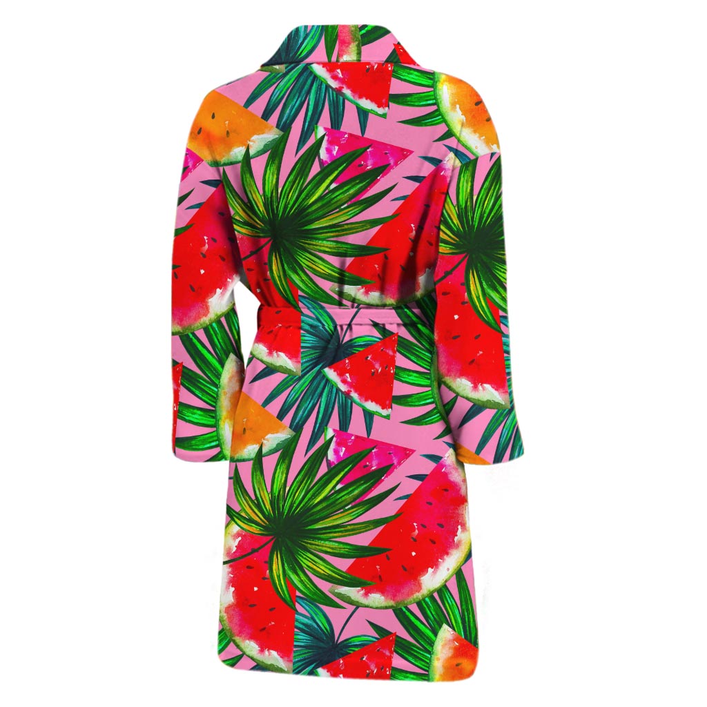 Colorful Leaf Watermelon Pattern Print Men's Bathrobe