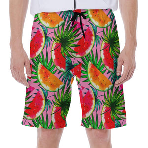 Colorful Leaf Watermelon Pattern Print Men's Beach Shorts