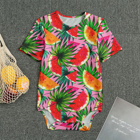 Colorful Leaf Watermelon Pattern Print Men's Bodysuit