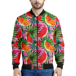 Colorful Leaf Watermelon Pattern Print Men's Bomber Jacket